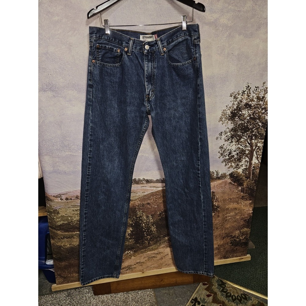 Levis 505 Regular Fit Straight Leg Jeans Medium StoneWash Blue Denim Mens 34x38